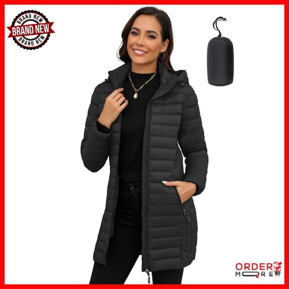 Ultralight Puffer Jacket with Detachable Hood Stretchy Panel Rollable
